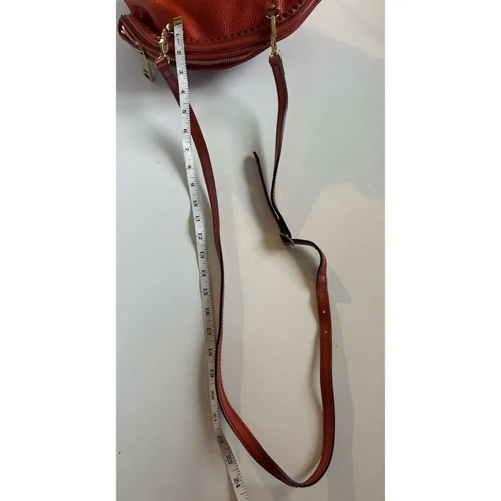 Authentic BURBERRY PRORSUM Tassel Calf Crescent leather Crossbody Bag in Orange